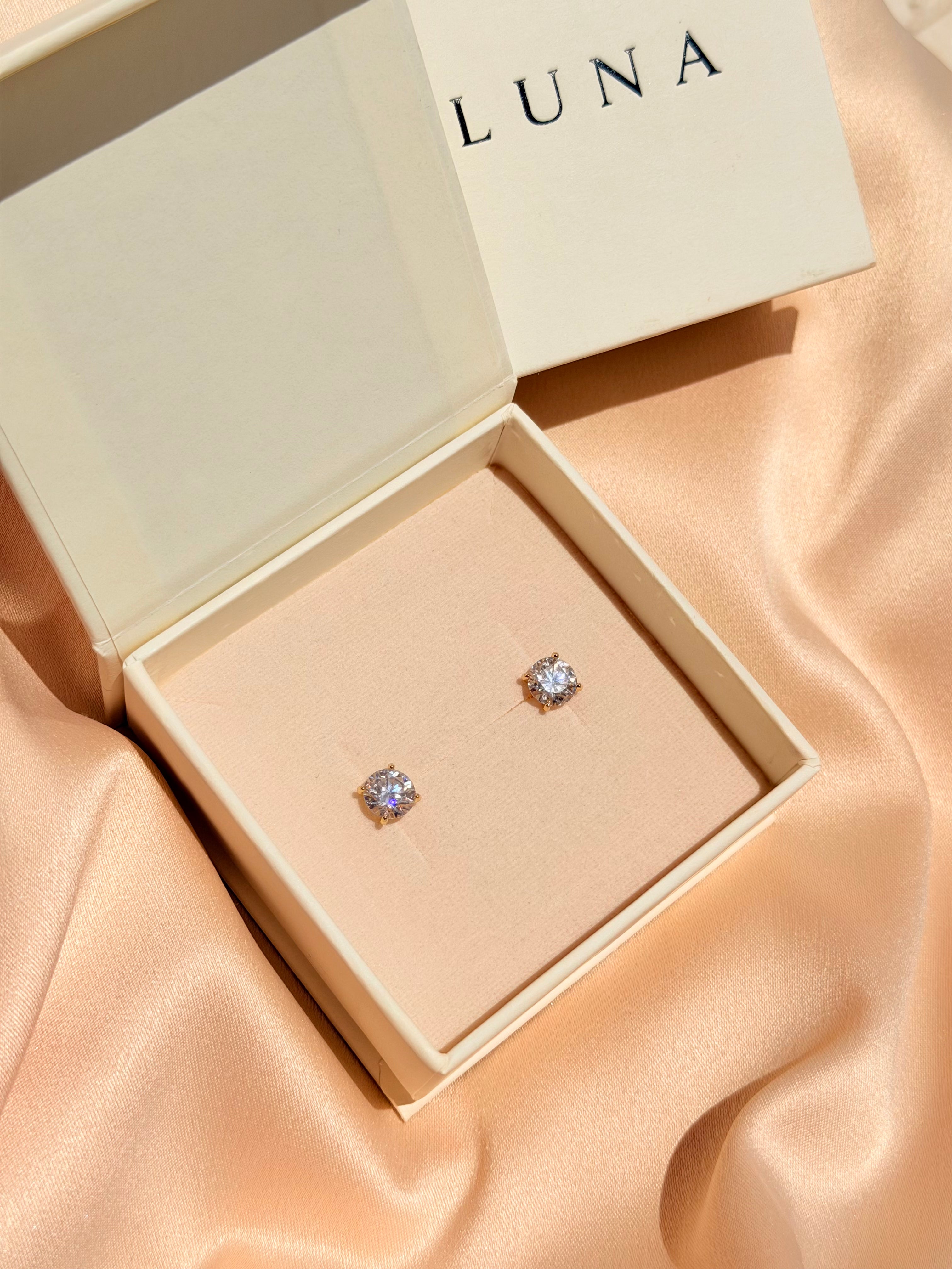 Round Moissanite Stud Earrings – 7×9 mm | 925 Sterling Silver
