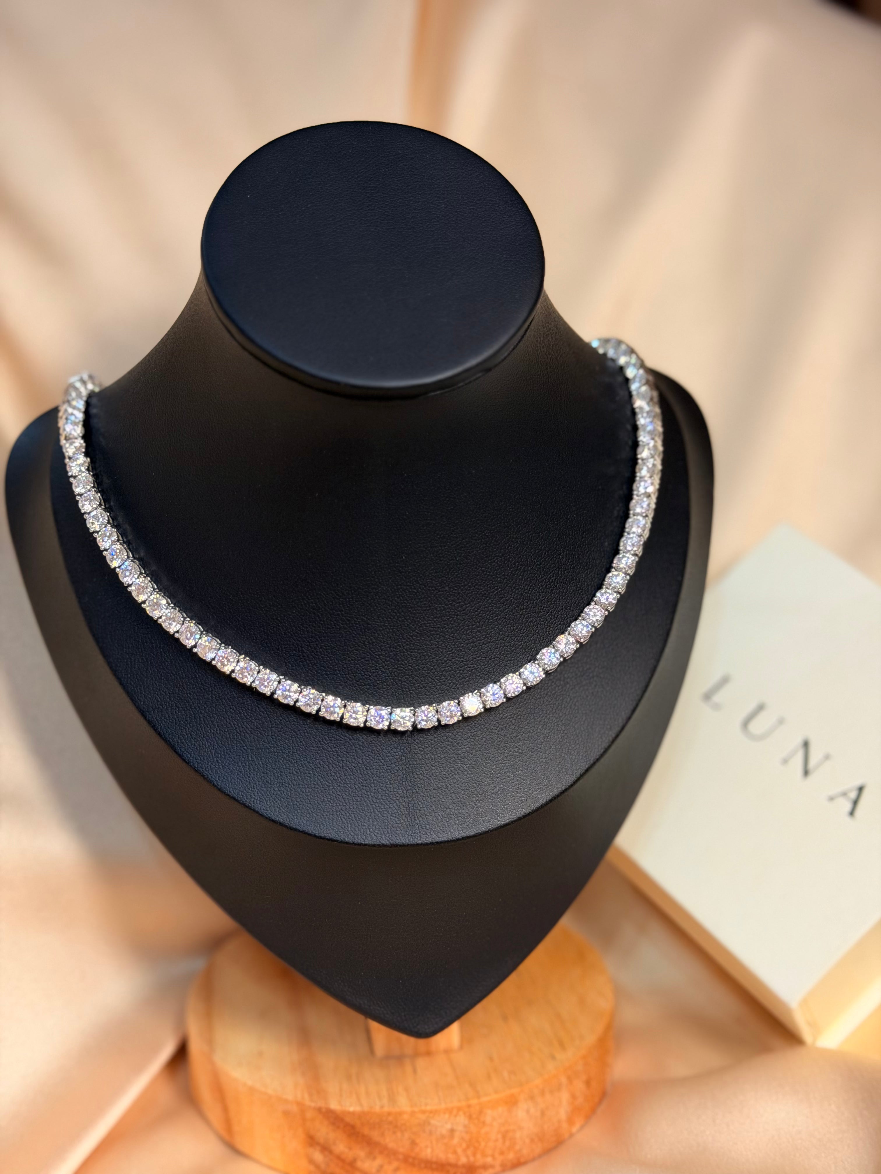 Moissanite Tennis Necklace – 4 mm | 925 Sterling Silver
